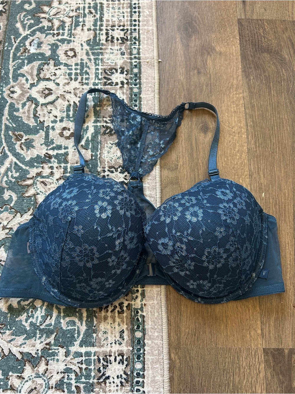 Victoria’s Secret Floral Blue Lace Demi Bra